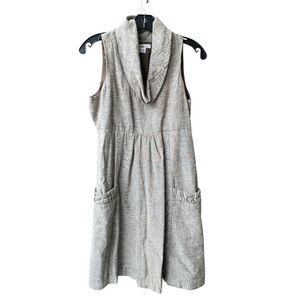 Kensie Linen Cotton Collar Cowl Neck Sleeveless Dress XS